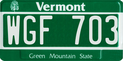 VT license plate WGF703