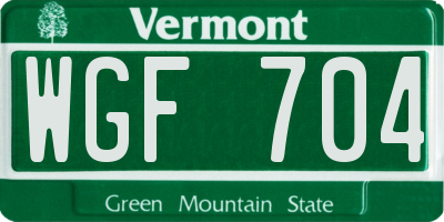 VT license plate WGF704
