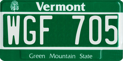 VT license plate WGF705