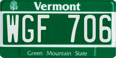 VT license plate WGF706