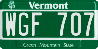 VT license plate WGF707