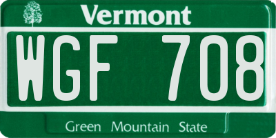 VT license plate WGF708