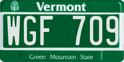 VT license plate WGF709