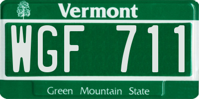 VT license plate WGF711