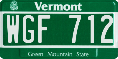 VT license plate WGF712