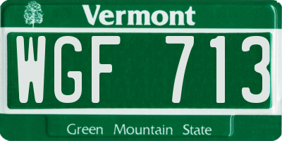 VT license plate WGF713
