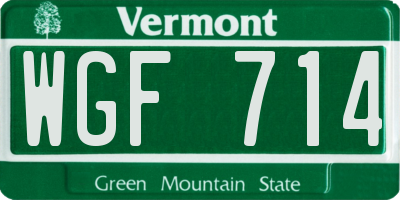 VT license plate WGF714