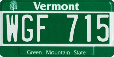 VT license plate WGF715