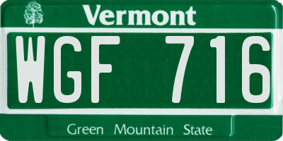 VT license plate WGF716