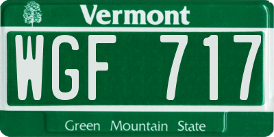 VT license plate WGF717