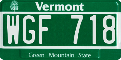 VT license plate WGF718