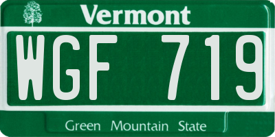 VT license plate WGF719