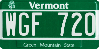 VT license plate WGF720