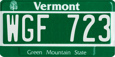 VT license plate WGF723