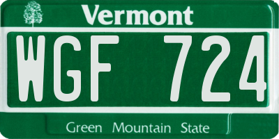 VT license plate WGF724