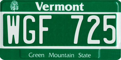 VT license plate WGF725