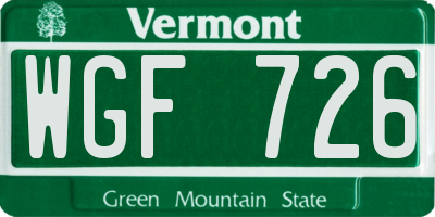 VT license plate WGF726