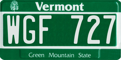 VT license plate WGF727