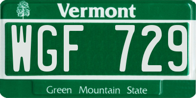 VT license plate WGF729