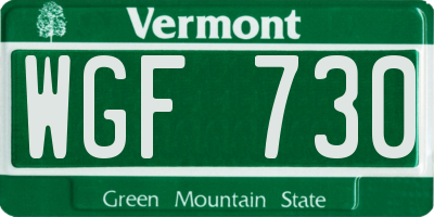 VT license plate WGF730