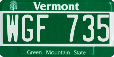 VT license plate WGF735