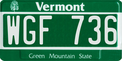 VT license plate WGF736