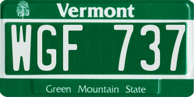 VT license plate WGF737