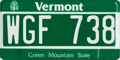 VT license plate WGF738