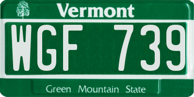 VT license plate WGF739