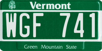 VT license plate WGF741