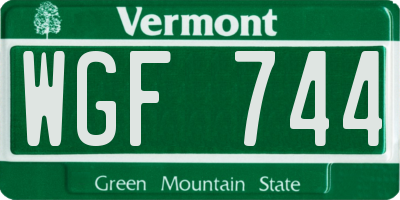 VT license plate WGF744