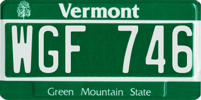 VT license plate WGF746