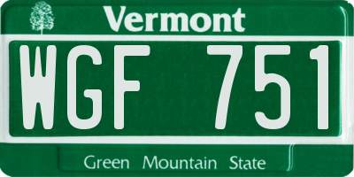 VT license plate WGF751
