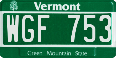VT license plate WGF753