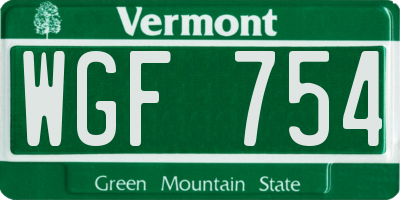 VT license plate WGF754