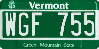 VT license plate WGF755