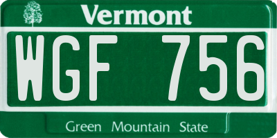 VT license plate WGF756