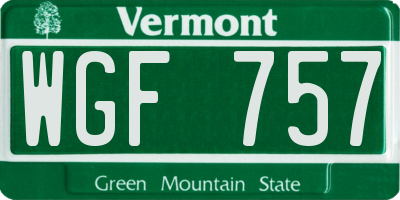 VT license plate WGF757