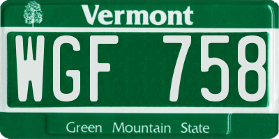 VT license plate WGF758