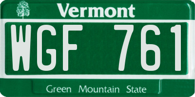 VT license plate WGF761