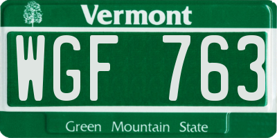 VT license plate WGF763