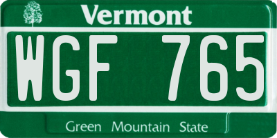 VT license plate WGF765
