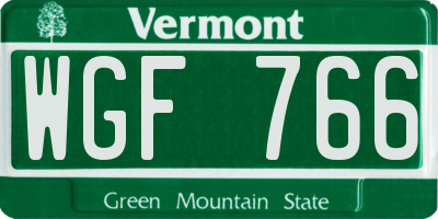 VT license plate WGF766