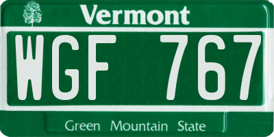 VT license plate WGF767