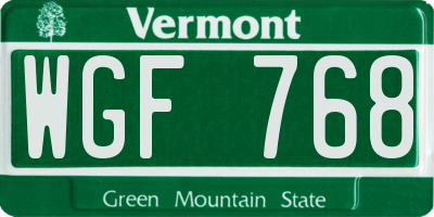 VT license plate WGF768