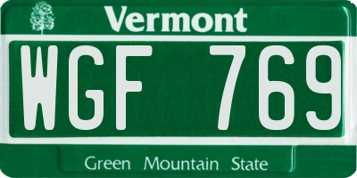 VT license plate WGF769