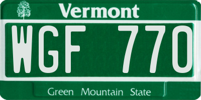 VT license plate WGF770