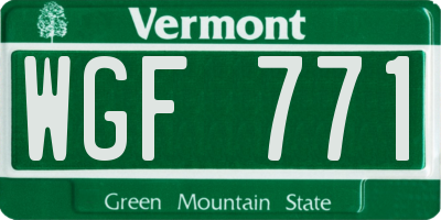 VT license plate WGF771
