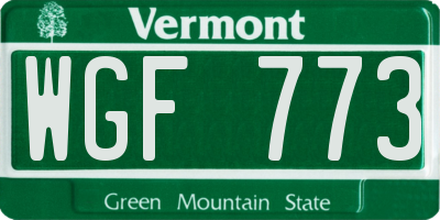 VT license plate WGF773