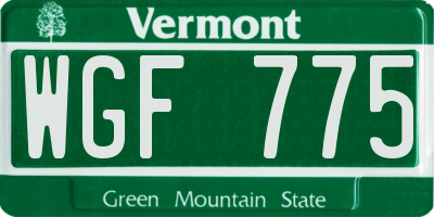 VT license plate WGF775